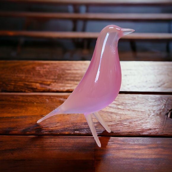 Mini Mid Century Modern Depression Eames Retro Bird Figurine Transparent Pink - Picture 5 of 6